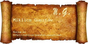 Miklics Gusztáv névjegykártya